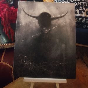 custom gothic evil silhouette 8x10 inches printed canvas with easel